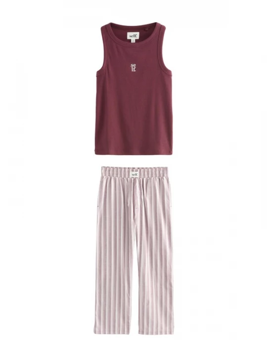 Foto van product self. Pyjama lichtbeige / mauve / cyclaam / rosé