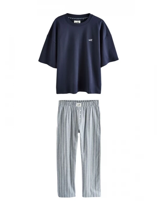 Foto van product self. Pyjama 'Self' navy / grijs