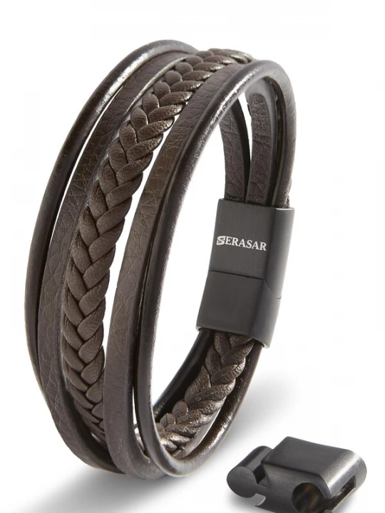 Foto van product SERASAR Armband 'Braid' bruin