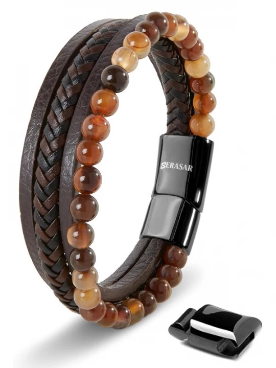 Foto van product SERASAR Armband 'Stone' bruin