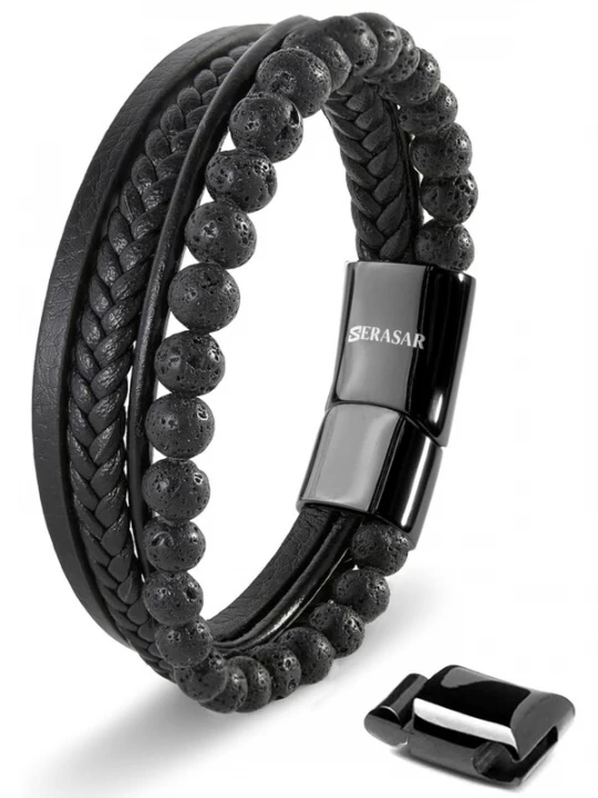 Foto van product SERASAR Armband 'Stone' zwart