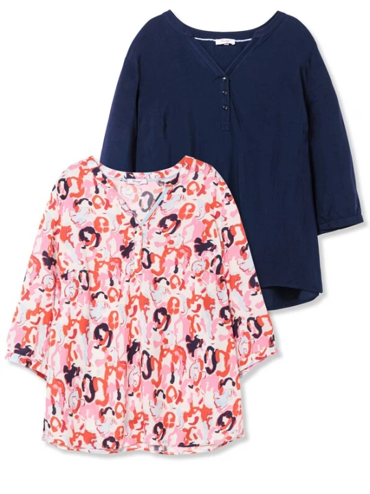 Foto van product SHEEGO Blouse donkerblauw / oranje / rosé / wit