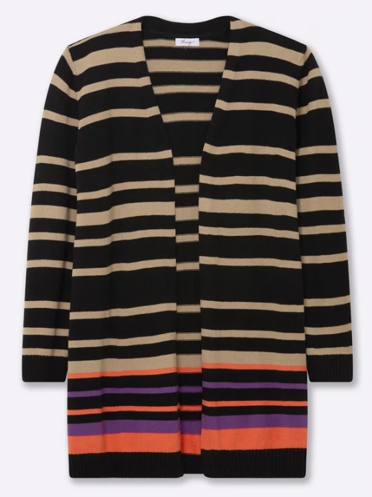 Foto van product SHEEGO Gebreid vest donkerbeige / lila / oranje / zwart