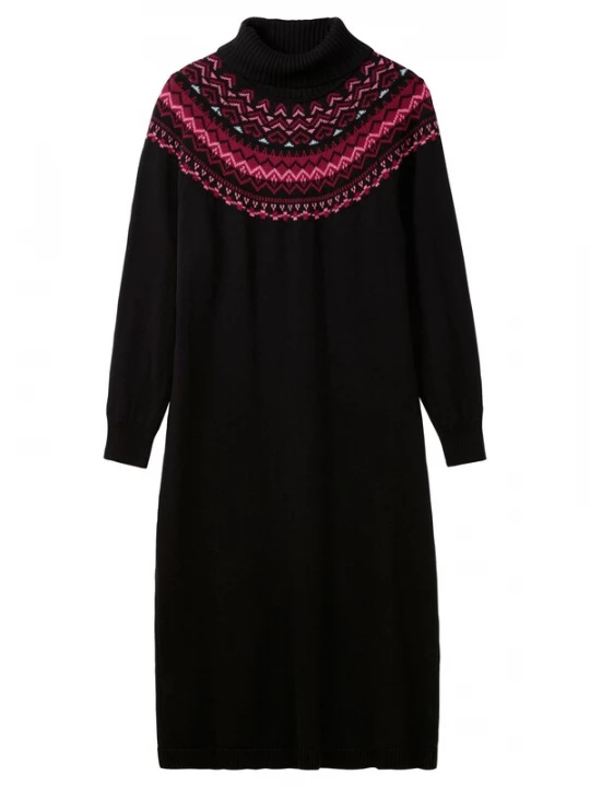 Foto van product SHEEGO Gebreide jurk framboos / oudroze / zwart / wit