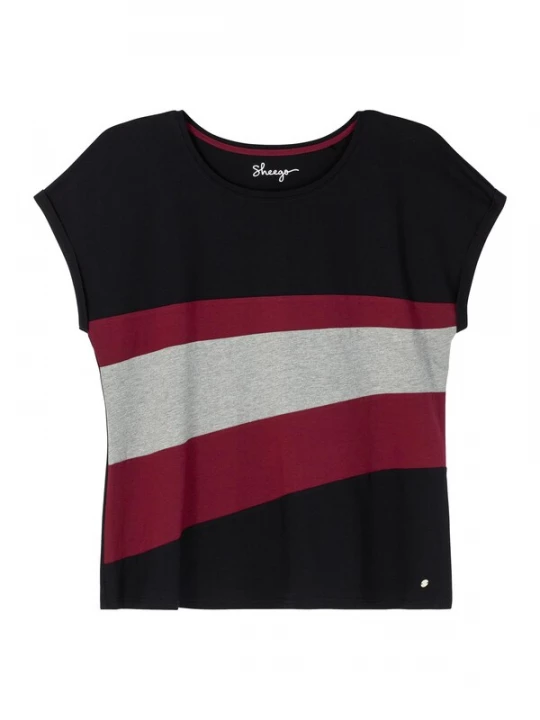 Foto van product SHEEGO Shirt grijs gemêleerd / robijnrood / zwart