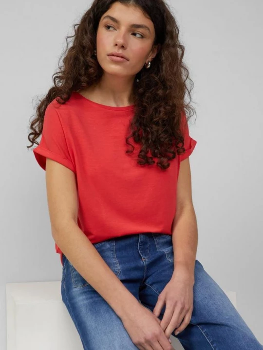 Foto van product Shirt in een loose fit van een lyocellmix QS rood