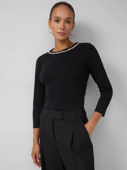 Foto van product Shirt met 3 / 4-mouwen en edelstenen s.Oliver zwart