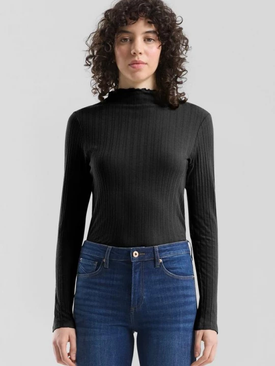 Foto van product Shirt met ajourmotief QS zwart