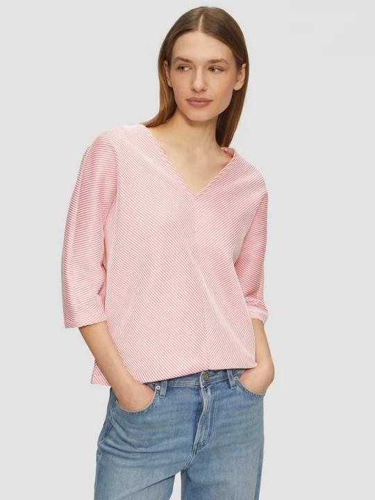 Foto van product Shirt met gestructureerde strepen en vleermuismouwen s.Oliver roze