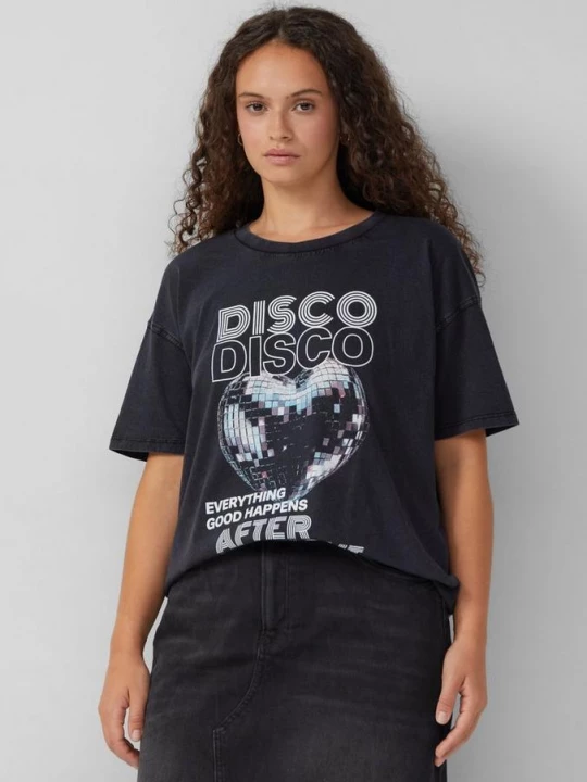 Foto van product Shirt met gewassen print QS zwart