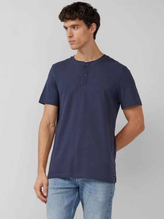 Foto van product Shirt met henleyhals en visgraatstructuur s.Oliver blauw
