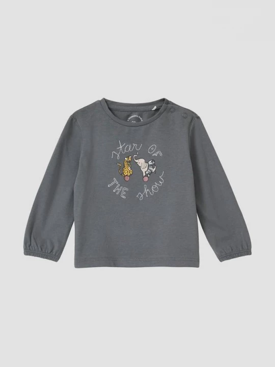 Foto van product Shirt met lange mouwen, borduursel en glitterprint s.Oliver grijs
