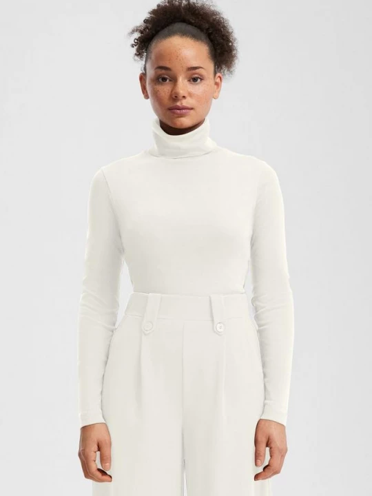 Foto van product Shirt met lange mouwen en coltrui QS crème