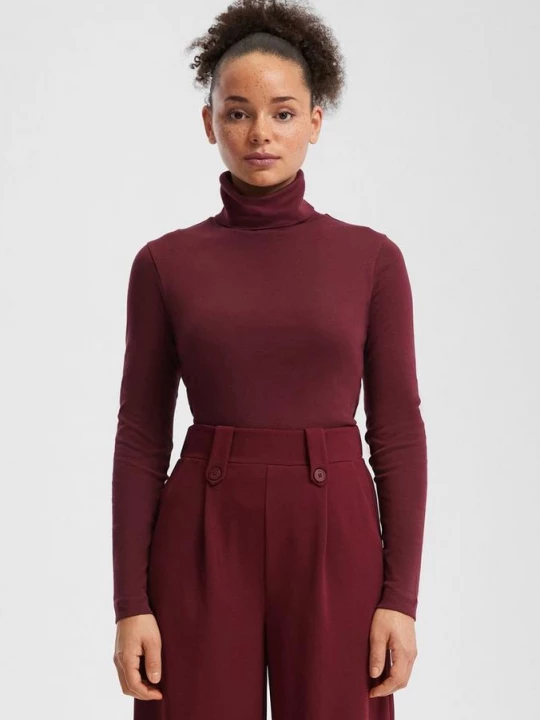 Foto van product Shirt met lange mouwen en coltrui QS rood