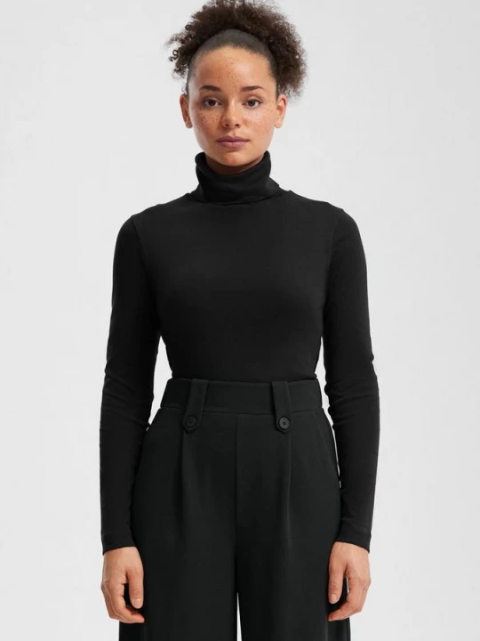 Foto van product Shirt met lange mouwen en coltrui QS zwart