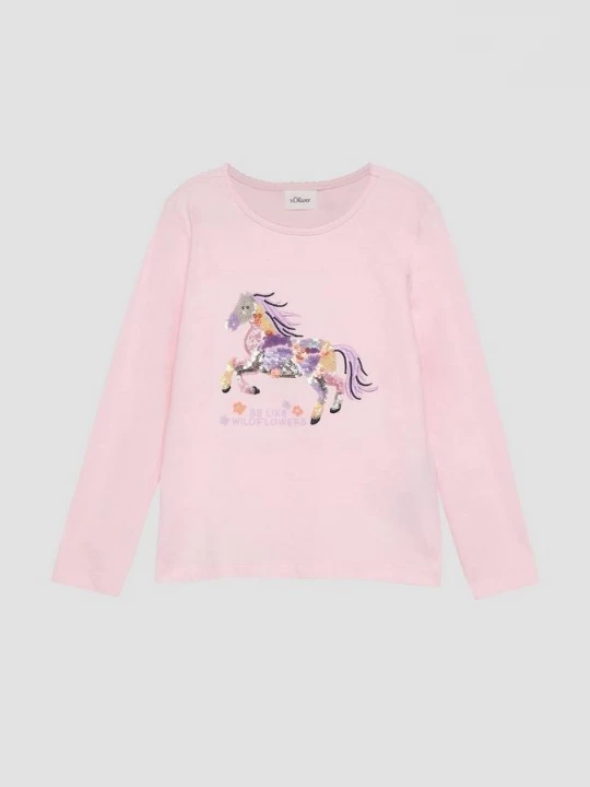 Foto van product Shirt met lange mouwen en glinsterend paardenmotief s.Oliver roze