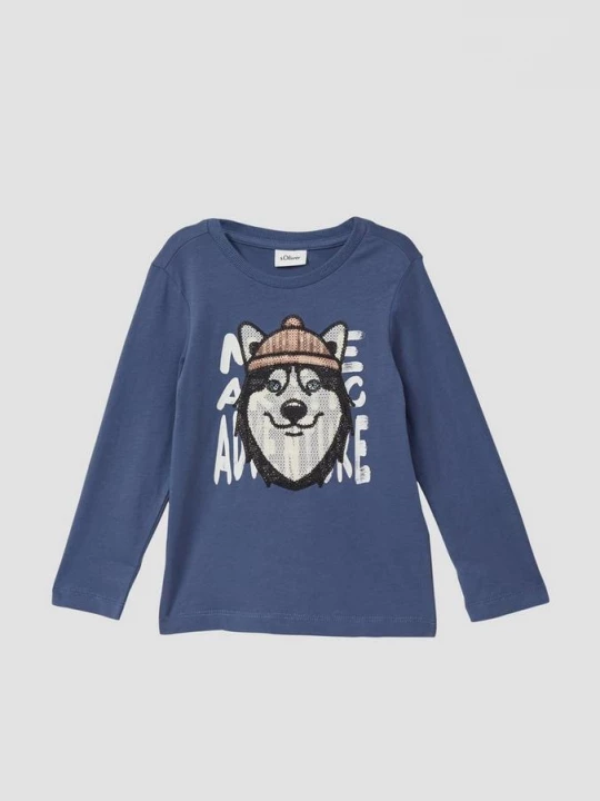 Foto van product Shirt met lange mouwen en paillettenmotief s.Oliver blauw