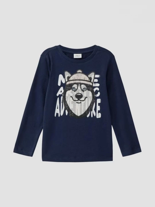Foto van product Shirt met lange mouwen en paillettenmotief s.Oliver blauw
