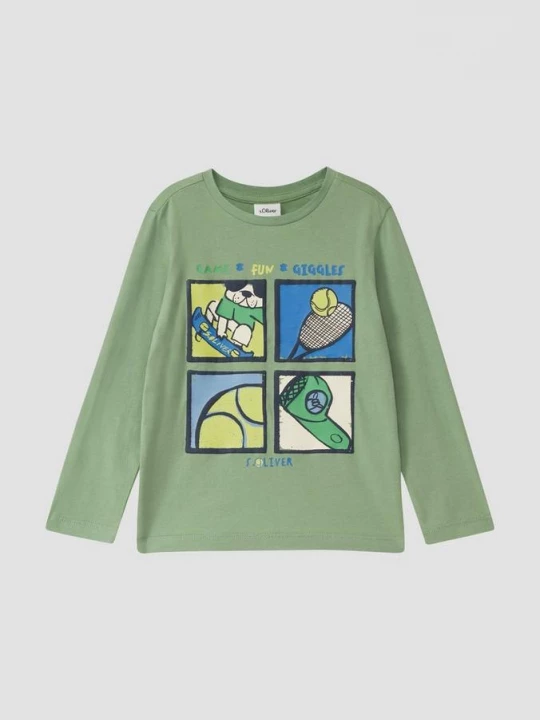 Foto van product Shirt met lange mouwen en print op de voorkant s.Oliver groen