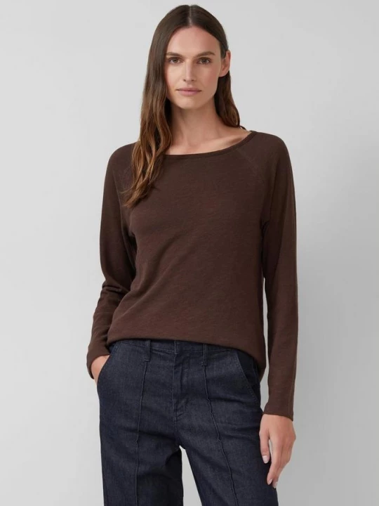 Foto van product Shirt met lange mouwen en vlamgarenstructuur s.Oliver bruin