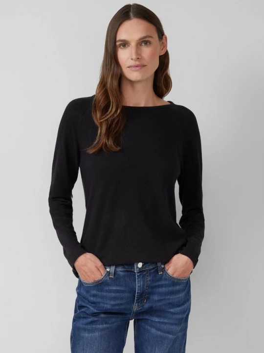 Foto van product Shirt met lange mouwen en vlamgarenstructuur s.Oliver zwart