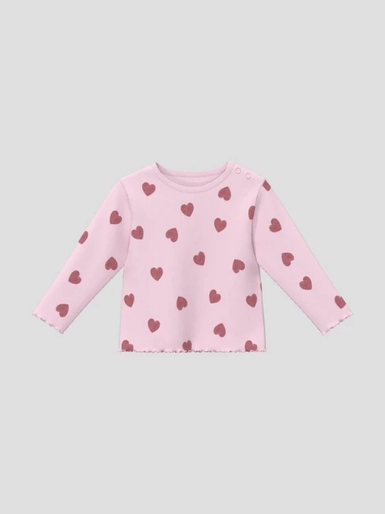 Foto van product Shirt met lange mouwen, geribde textuur en rolzoom s.Oliver roze