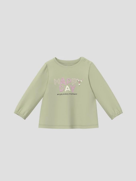 Foto van product Shirt met lange mouwen, glittermotief en elastische manchetten s.Oliver groen