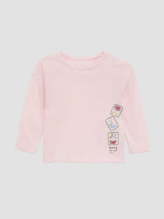 Foto van product Shirt met lange mouwen, glitterprint en muisstaartrand s.Oliver roze