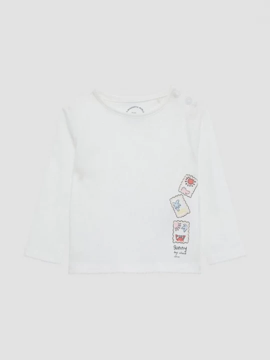 Foto van product Shirt met lange mouwen, glitterprint en muisstaartrand s.Oliver wit