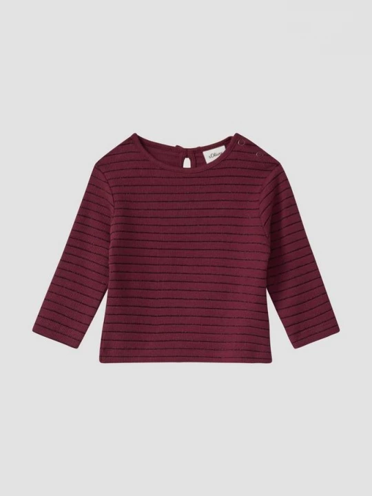 Foto van product Shirt met lange mouwen, glitterstrepen en decoratieve strik s.Oliver rood