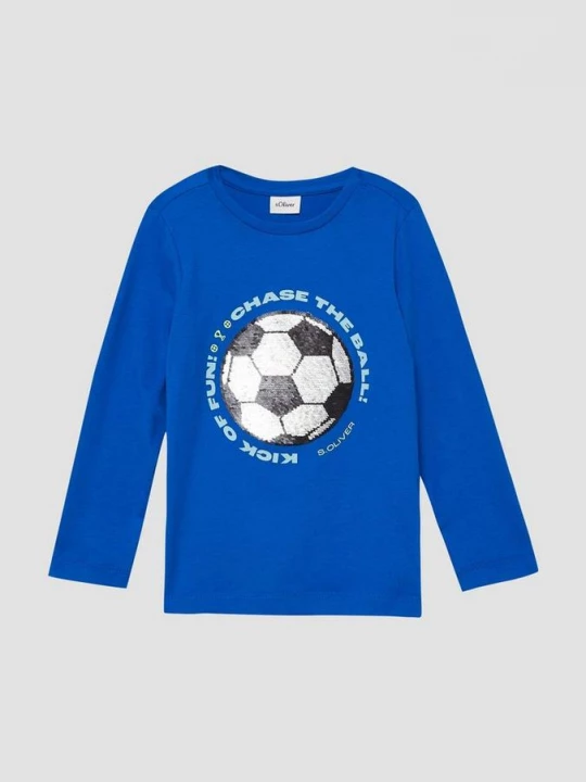 Foto van product Shirt met lange mouwen met omkeerbare pailletten en frontprint s.Oliver blauw