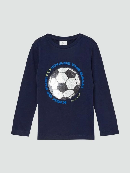 Foto van product Shirt met lange mouwen met omkeerbare pailletten en frontprint s.Oliver blauw