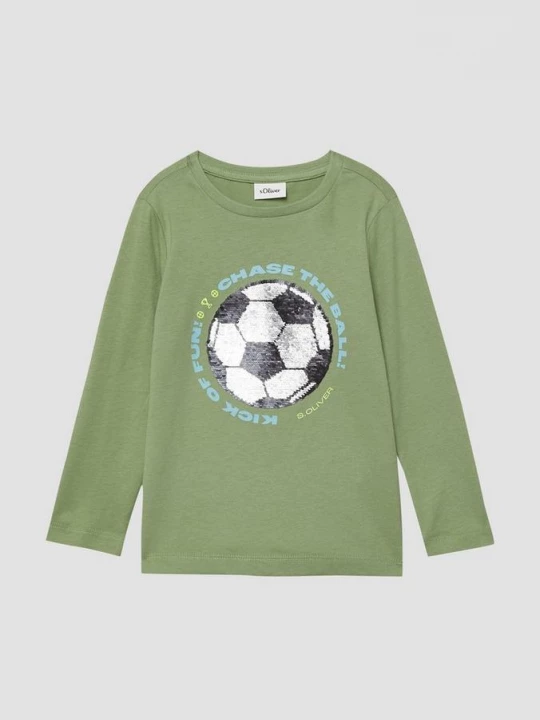 Foto van product Shirt met lange mouwen met omkeerbare pailletten en frontprint s.Oliver groen