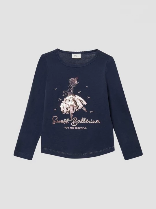 Foto van product Shirt met lange mouwen, pailletten en afgeronde zoom s.Oliver blauw
