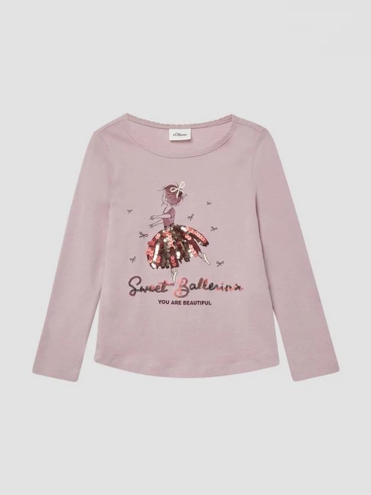 Foto van product Shirt met lange mouwen, pailletten en afgeronde zoom s.Oliver roze