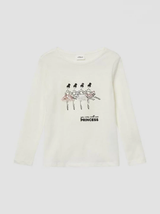 Foto van product Shirt met lange mouwen, pailletten en applicaties s.Oliver crème