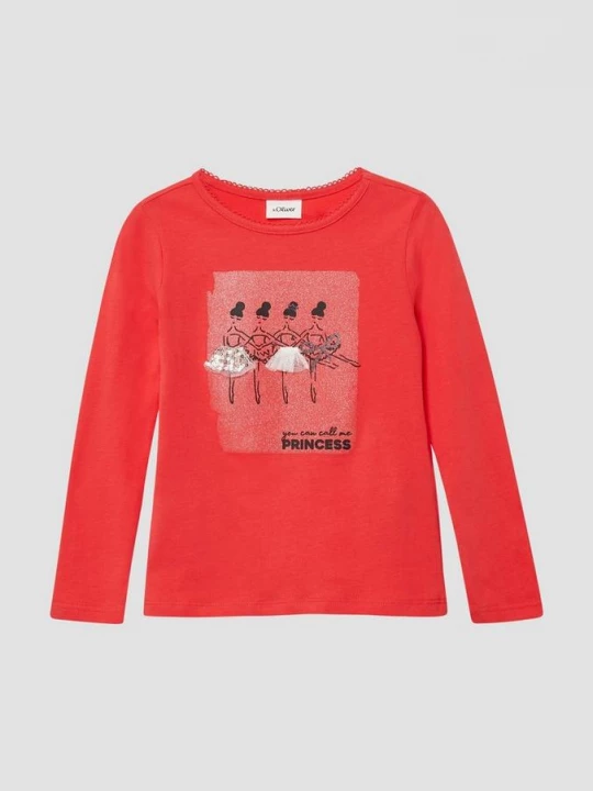 Foto van product Shirt met lange mouwen, pailletten en applicaties s.Oliver rood