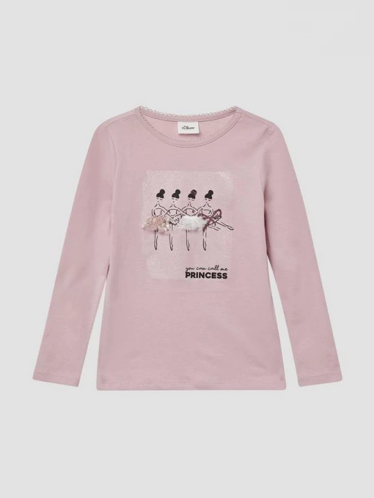 Foto van product Shirt met lange mouwen, pailletten en applicaties s.Oliver roze