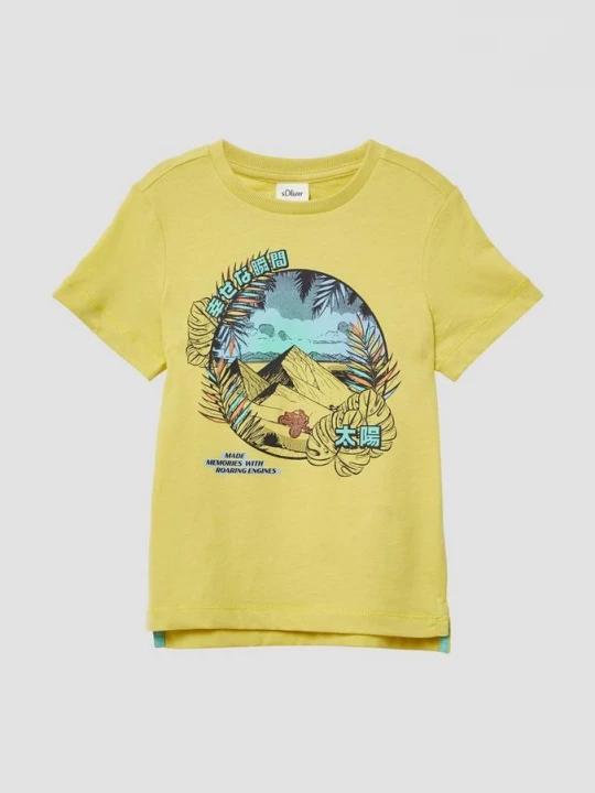 Foto van product Shirt met print en zijsplitten aan de zoom s.Oliver geel