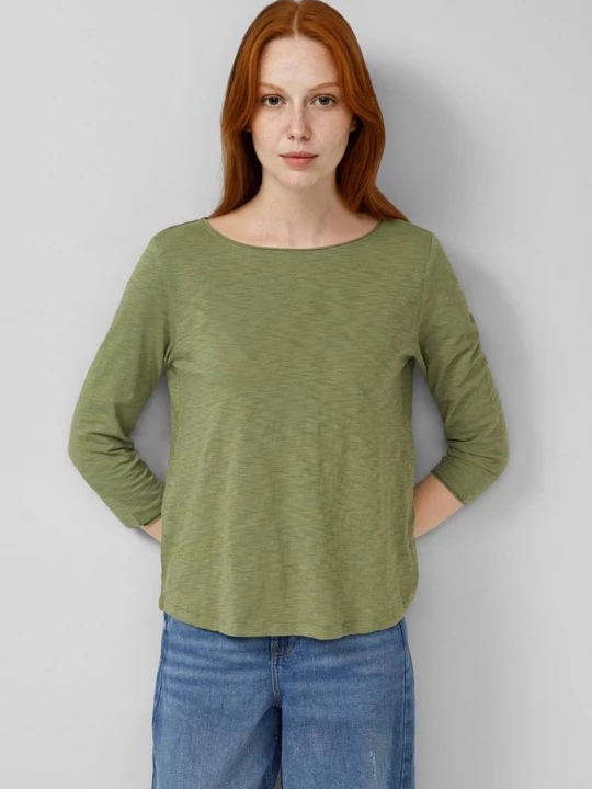 Foto van product Shirt met slubstructuur en 3 / 4-mouwen s.Oliver olijfgroen