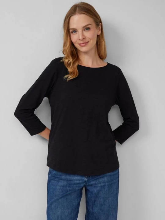 Foto van product Shirt met slubstructuur en 3 / 4-mouwen s.Oliver zwart