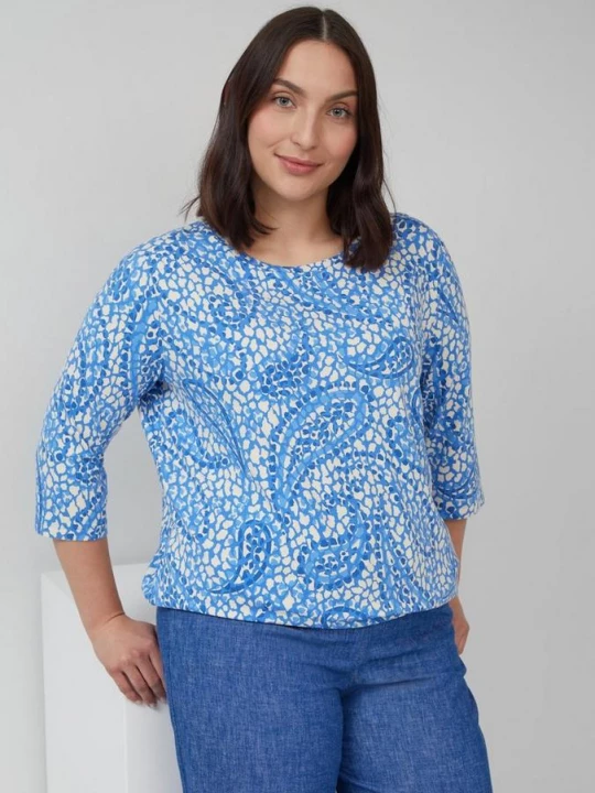 Foto van product Shirt van elastische viscose in O-shape s.Oliver blauw