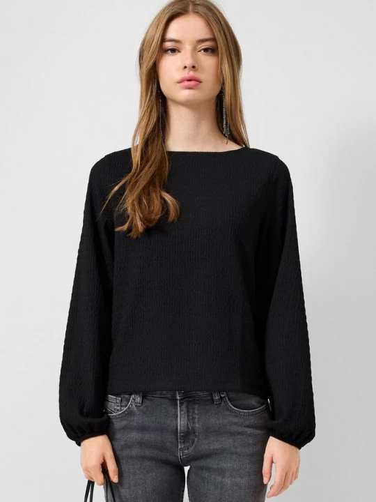 Foto van product Shirt van getextureerde stof QS zwart