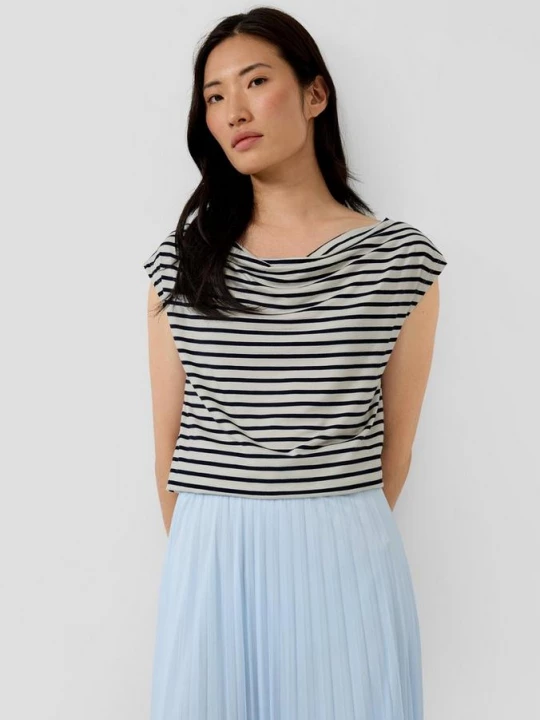 Foto van product Shirt van viscose met watervalhals en strepen s.Oliver