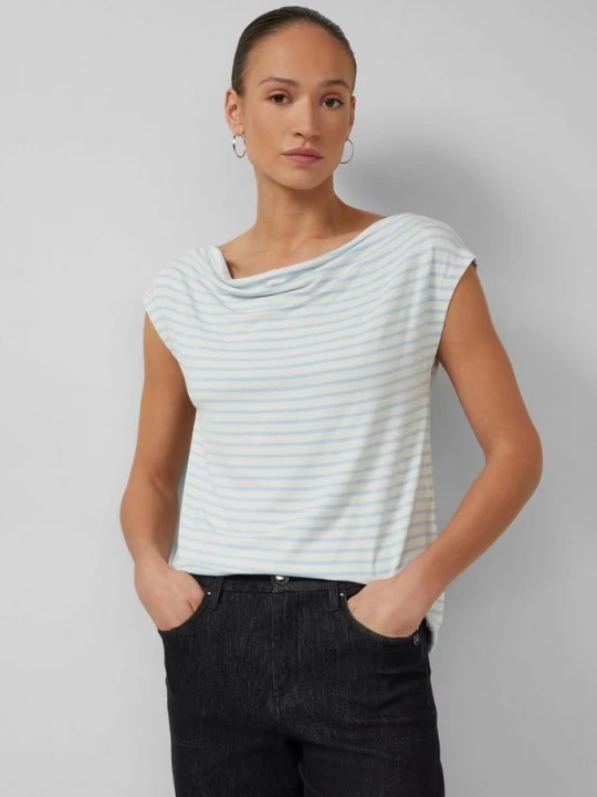 Foto van product Shirt van viscose met watervalhals en strepen s.Oliver