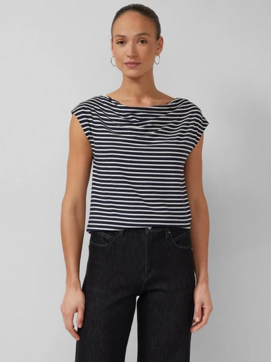 Foto van product Shirt van viscose met watervalhals en strepen s.Oliver