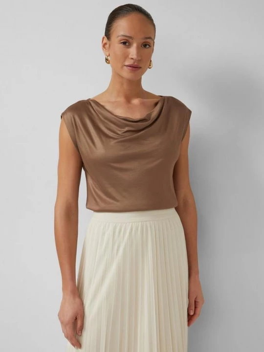 Foto van product Shirt van viscose met watervalhals s.Oliver bruin