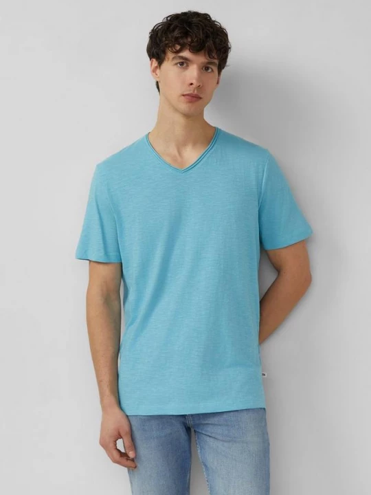 Foto van product Shirt van vlamgaren met open rand bij de halslijn s.Oliver