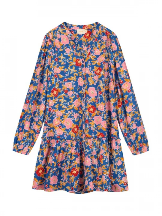Foto van product Shiwi Jurk 'TENERIFE' royal blue / koningsblauw / oranje / rosa / rood / wit