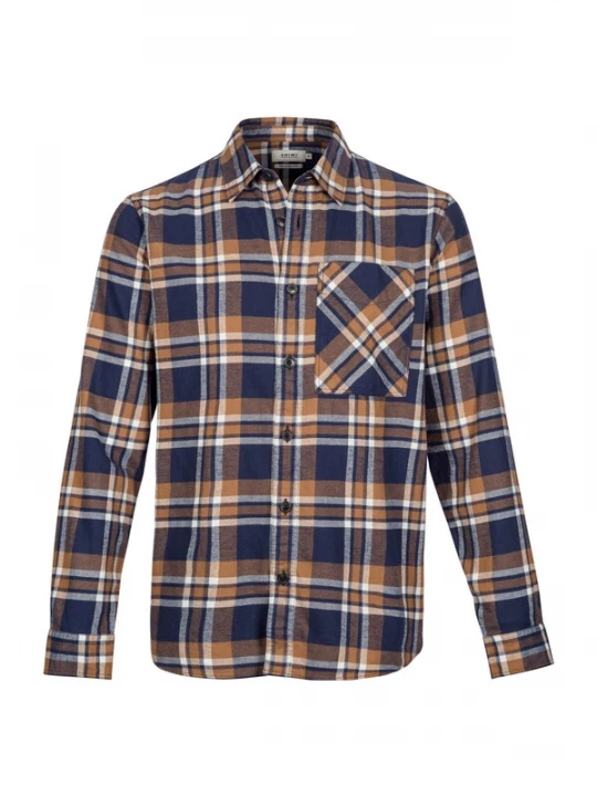 Foto van product Shiwi Overhemd 'Luke' lichtbeige / indigo / bruin